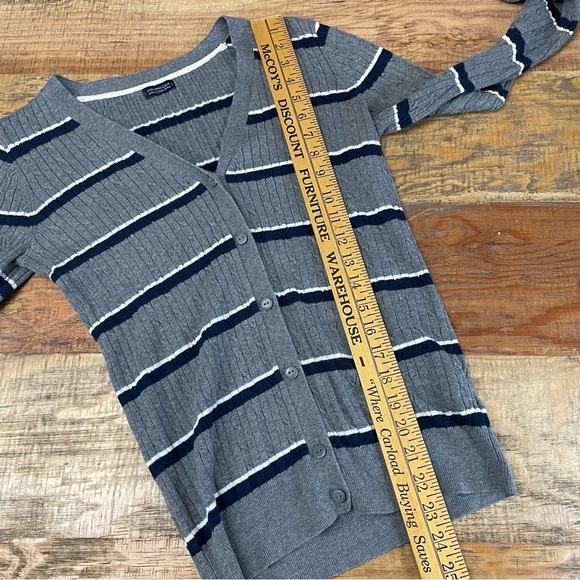 Lot of 2 Pima Cotton Striped Cardigan Tommy Hilfiger Cable Knit V-Neck Nautical - Picture 7 of 16